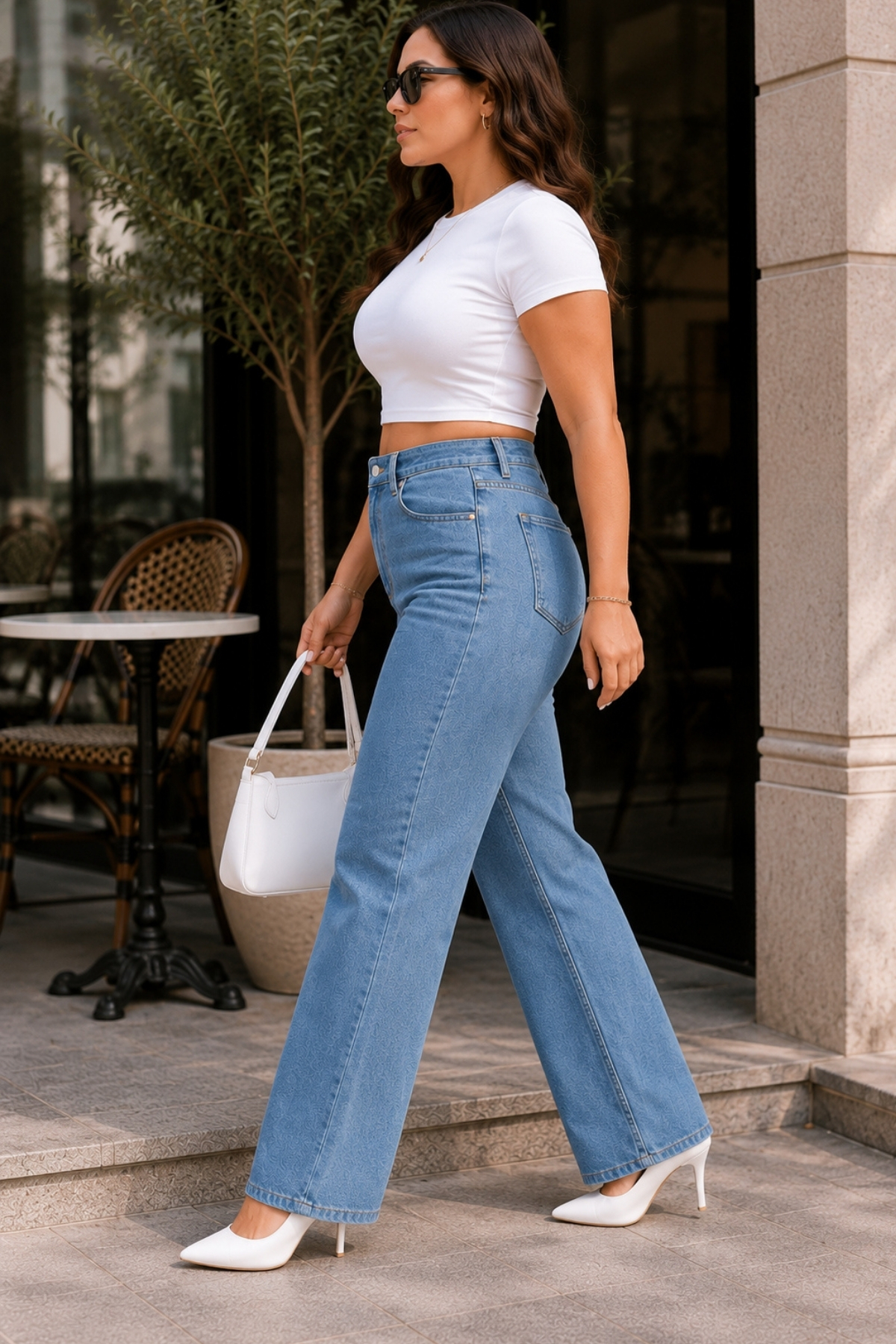CEDY DENIM - Kadın Büyük Beden Boru Paça Yüksek Bel Regular Fit Likralı Pantolon C626-A.Mavi görsel 6