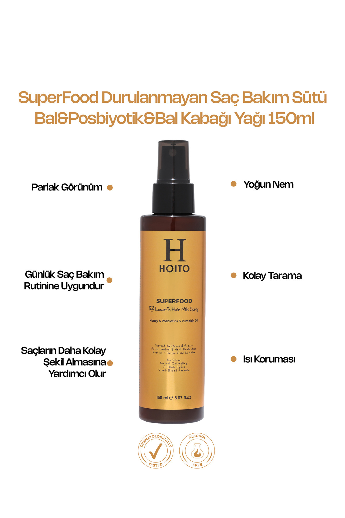 SuperFood Durulanmayan Saç Bakım Sütü - Bal, Postbiyotik & Bal Kabağı Yağı (150 ml) — H10040 — تصویر 2 از 5