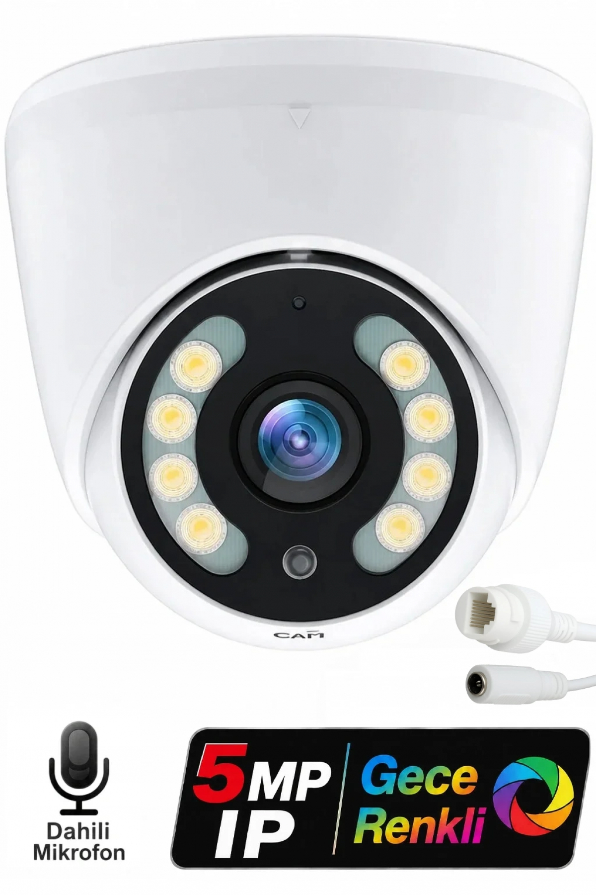 J-TECH JT-6060 5MP PoE Sesli IP Dome Gece Renkli Güvenlik Kamerası