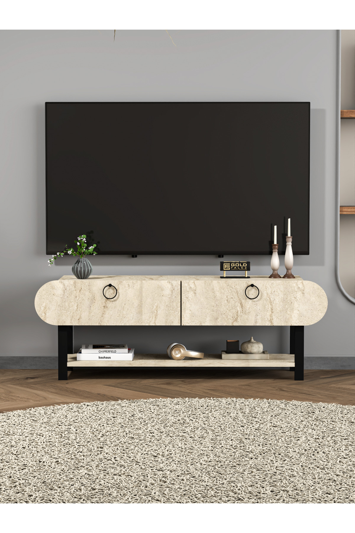 Goldfalez Setro TV Ünitesi Ekru 110 cm görsel 4
