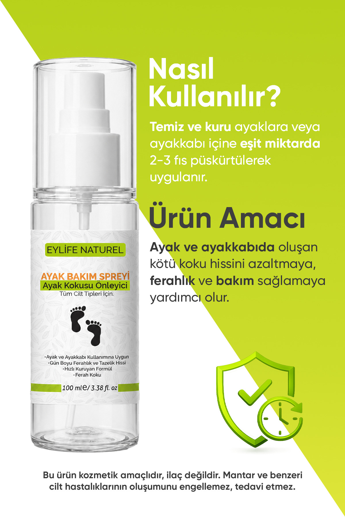 Ayak Kokusu Giderici ve Ayak Terleme Önleyici Sprey 100 ml — EY8082218 — تصویر 2 از 2