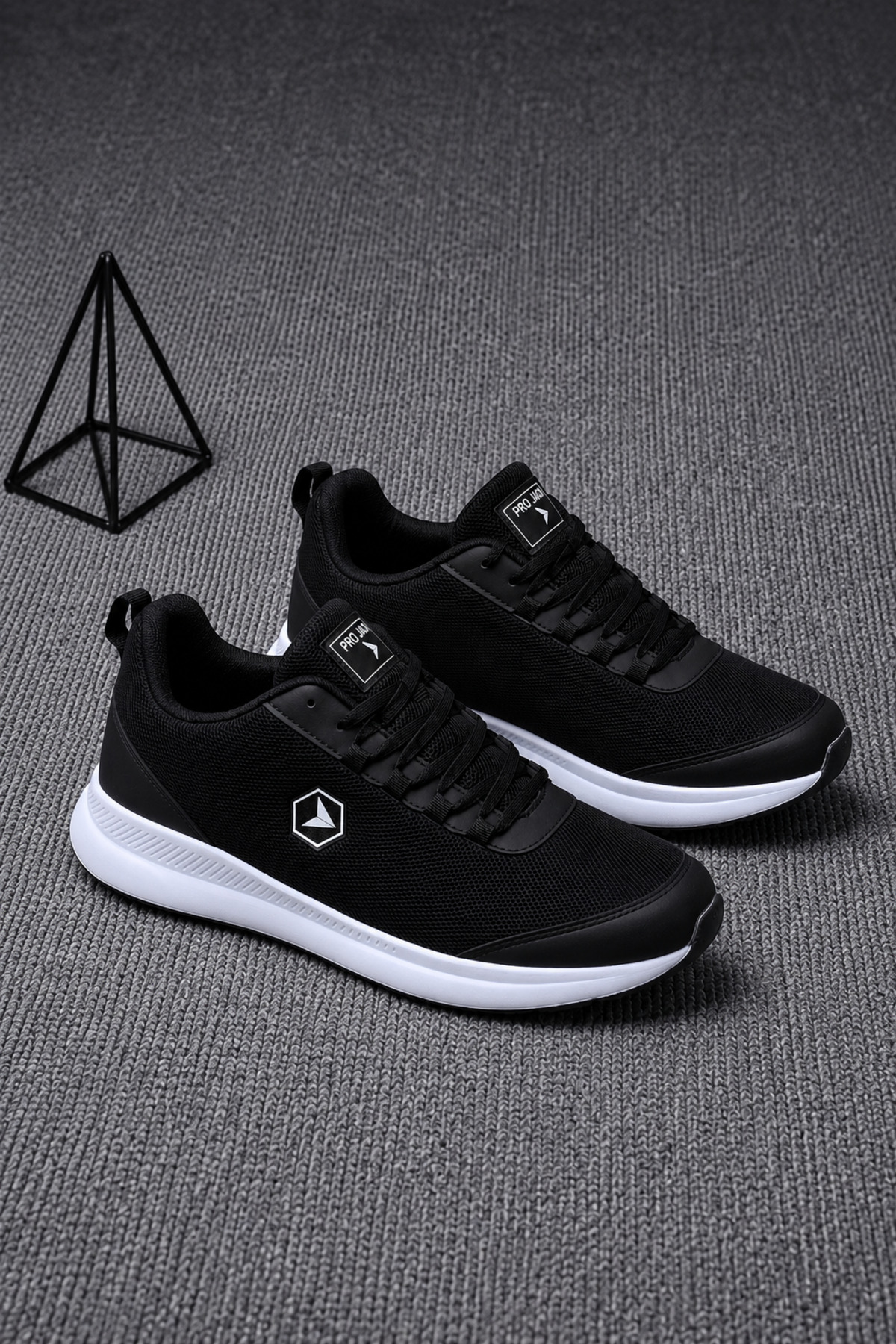 PRO JACK Siyah Beyaz Bağcıklı Sneaker Koşu Yürüyüş Erkek Spor Ayakkabı