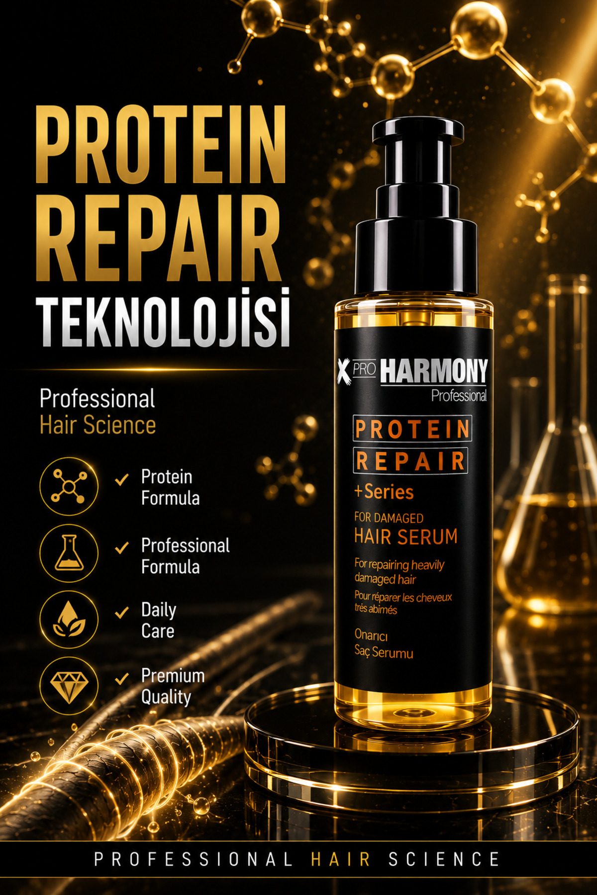 سرم مو ترمیم کننده پروتئینه XPRO Harmony + سری مخصوص موهای آسیب دیده ۱۰۰ میلی لیتر — XPH-8682887911321 — تصویر 2 از 8