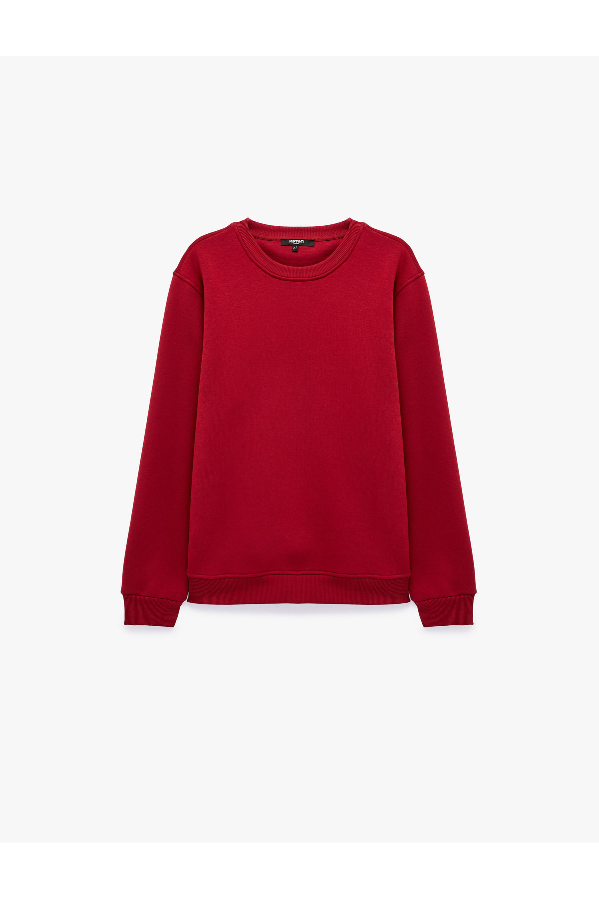 Pamuklu Uzun Kollu Şardonlu Bisiklet Yaka Erkek Basic Sweatshirt — قرمز 7WAM70002MK — تصویر 5 از 7