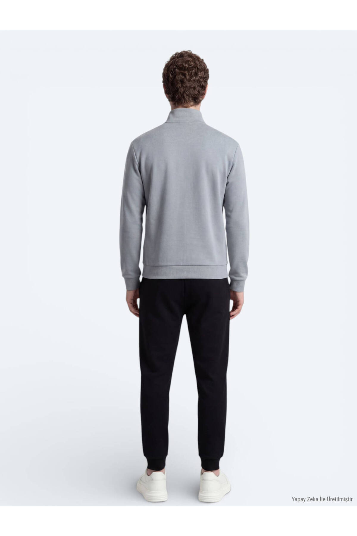 Gri Dik Yaka Düz Sweatshırt — رنگارنگ 10157427 — تصویر 6 از 6