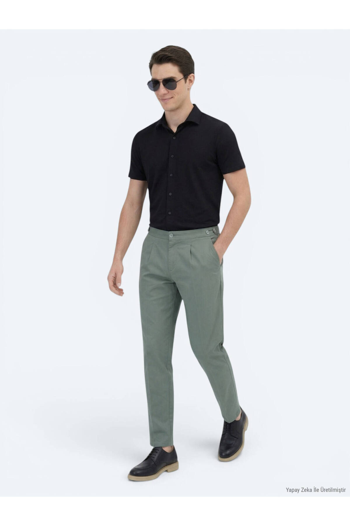 Siyah Düz Regular Fit Kısa Casual Gömlek — مشکی 10153810 — تصویر 2 از 6