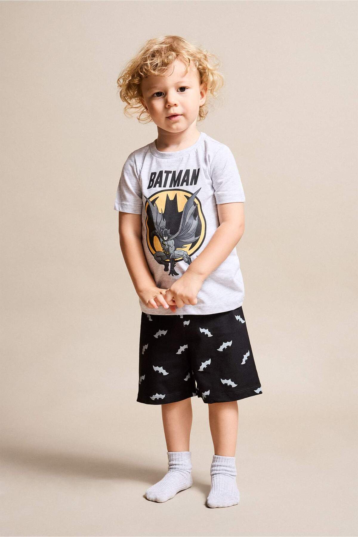 Defacto Batman Licensed 2-Piece Pajama Set Gray Melange Baby Boy H8147A526Hs
