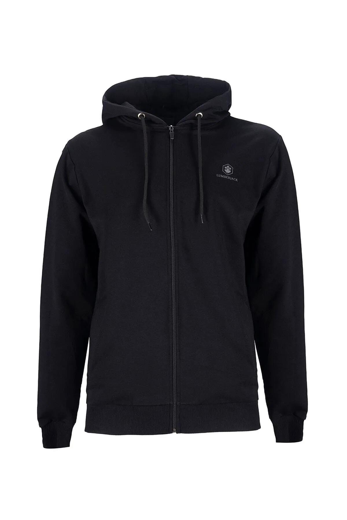 lumberjack Sn72 Siyah Renk Kapşonlu Fermuarlı Sweatshirt — مشکی 00380