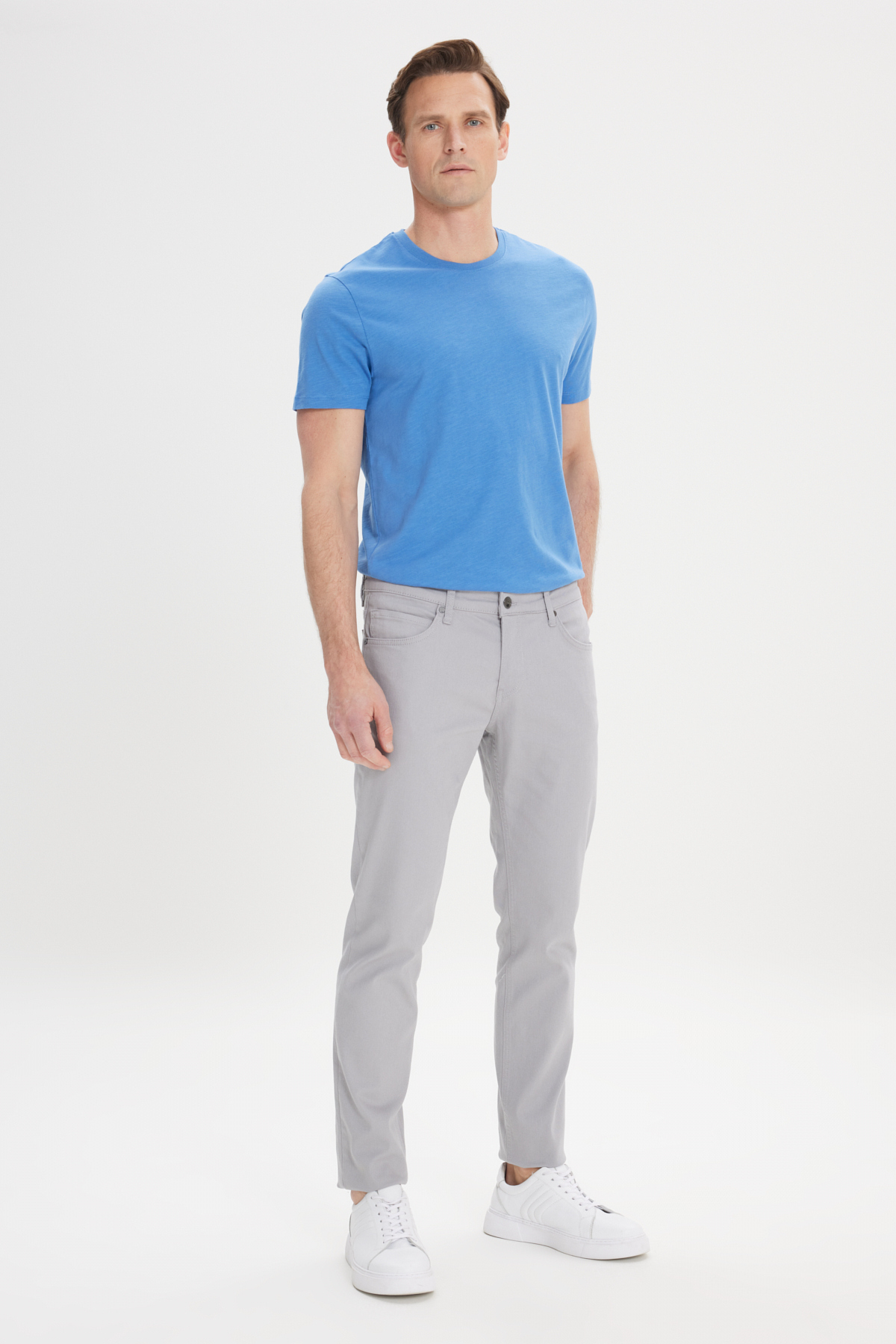 AC&Co / Altınyıldız Classics Erkek Gri Diz İzi Yapmayan 360 Derece Her Yöne Esneyen Slim Fit Diyagonal Desenli Esnek Pantolon görsel 8