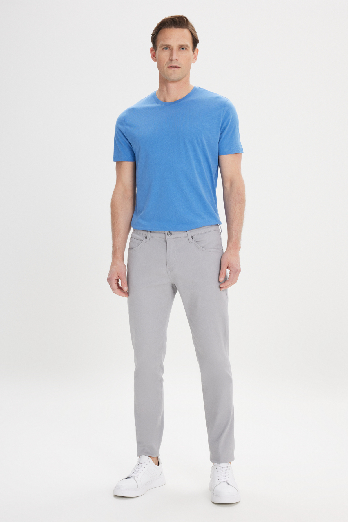 AC&Co / Altınyıldız Classics Erkek Gri Diz İzi Yapmayan 360 Derece Her Yöne Esneyen Slim Fit Diyagonal Desenli Esnek Pantolon görsel 7