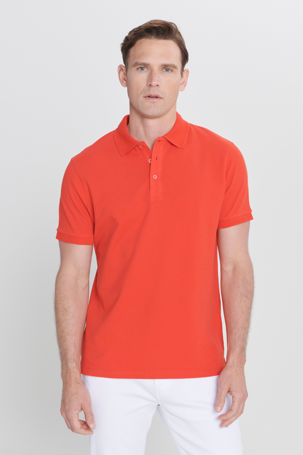ALTINYILDIZ CLASSICS Erkek Narçiçeği %100 Pamuk Kıvrılmaz Pike Polo Yaka Slim Fit Dar Kesim Tişört görsel 5