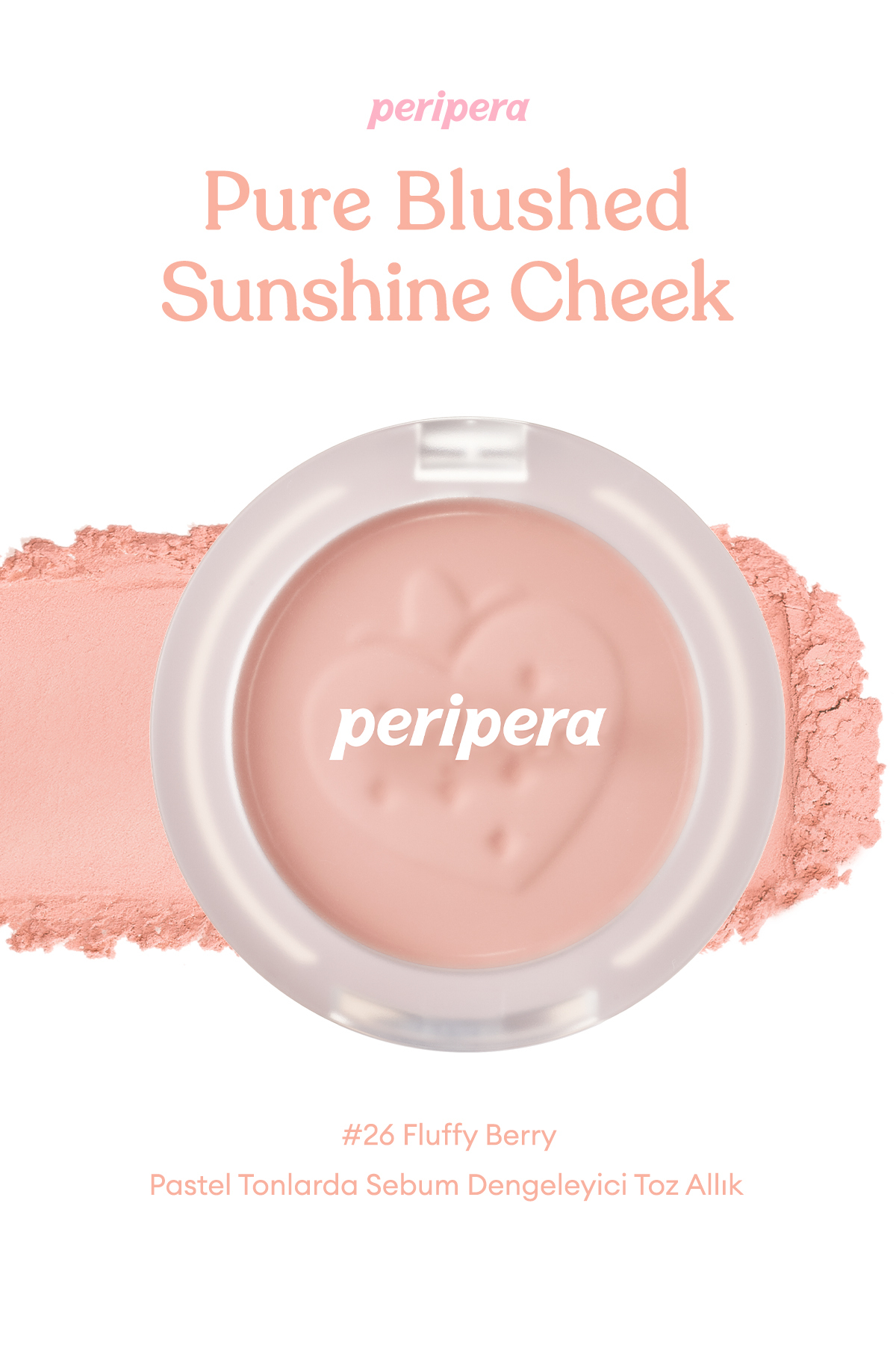 PERIPERA رژگونه پودری متعادل کننده چربی گونه Pure Blushed Sunshine Cheek (26 رنگ توت فرنگی پفی) با رنگ‌های پاستلی — بژ 6326