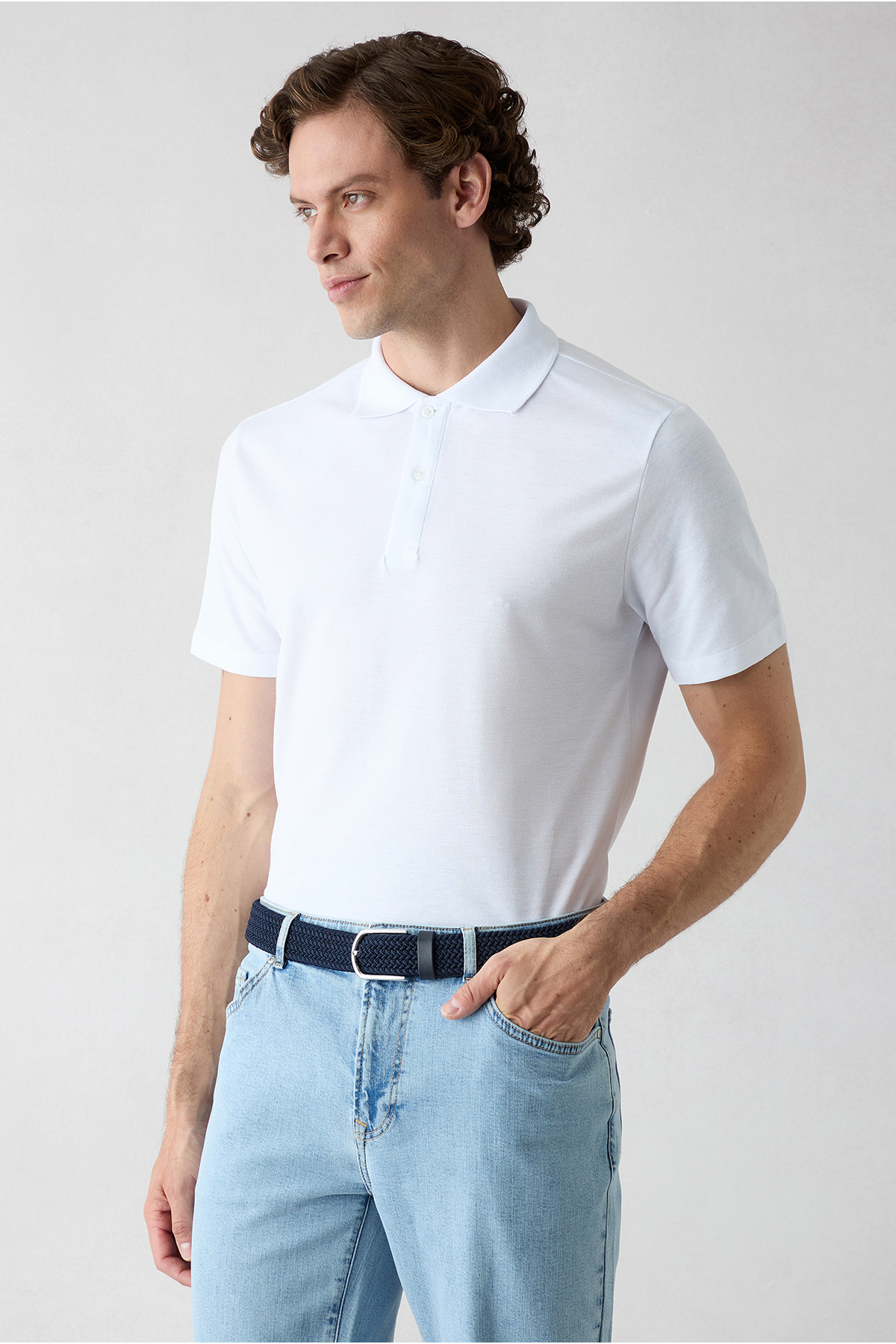 Kiğılı Düğmeli Polo Yaka Regular Fit Pamuklu Düz 2'li Paket Tişört Seti görsel 4