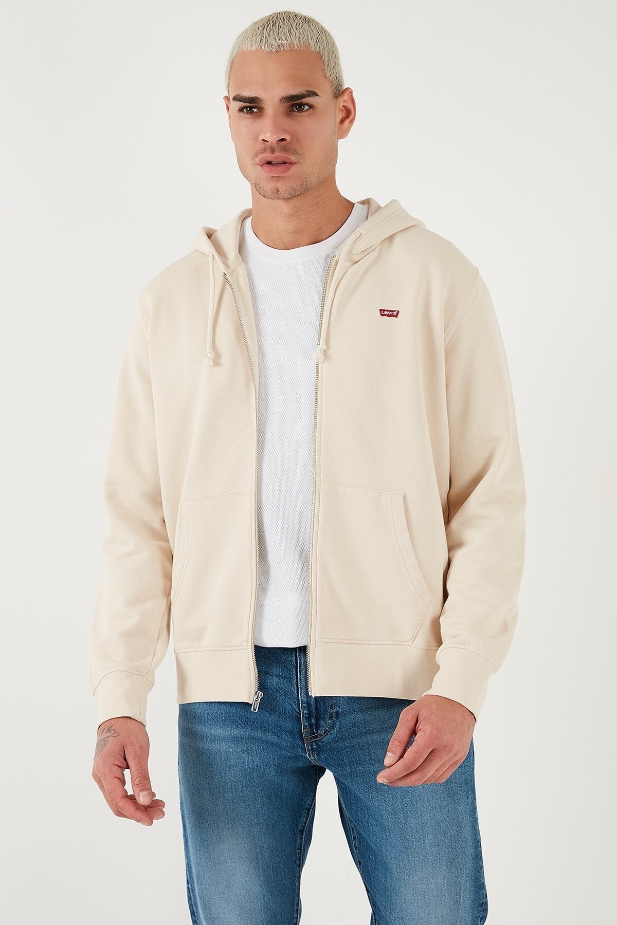 سویشرت مردانه کلاه‌دار جلو زیپ‌دار معمولی Levis Clear مدل A7770-0002 لیوایز سویشرت Levi's