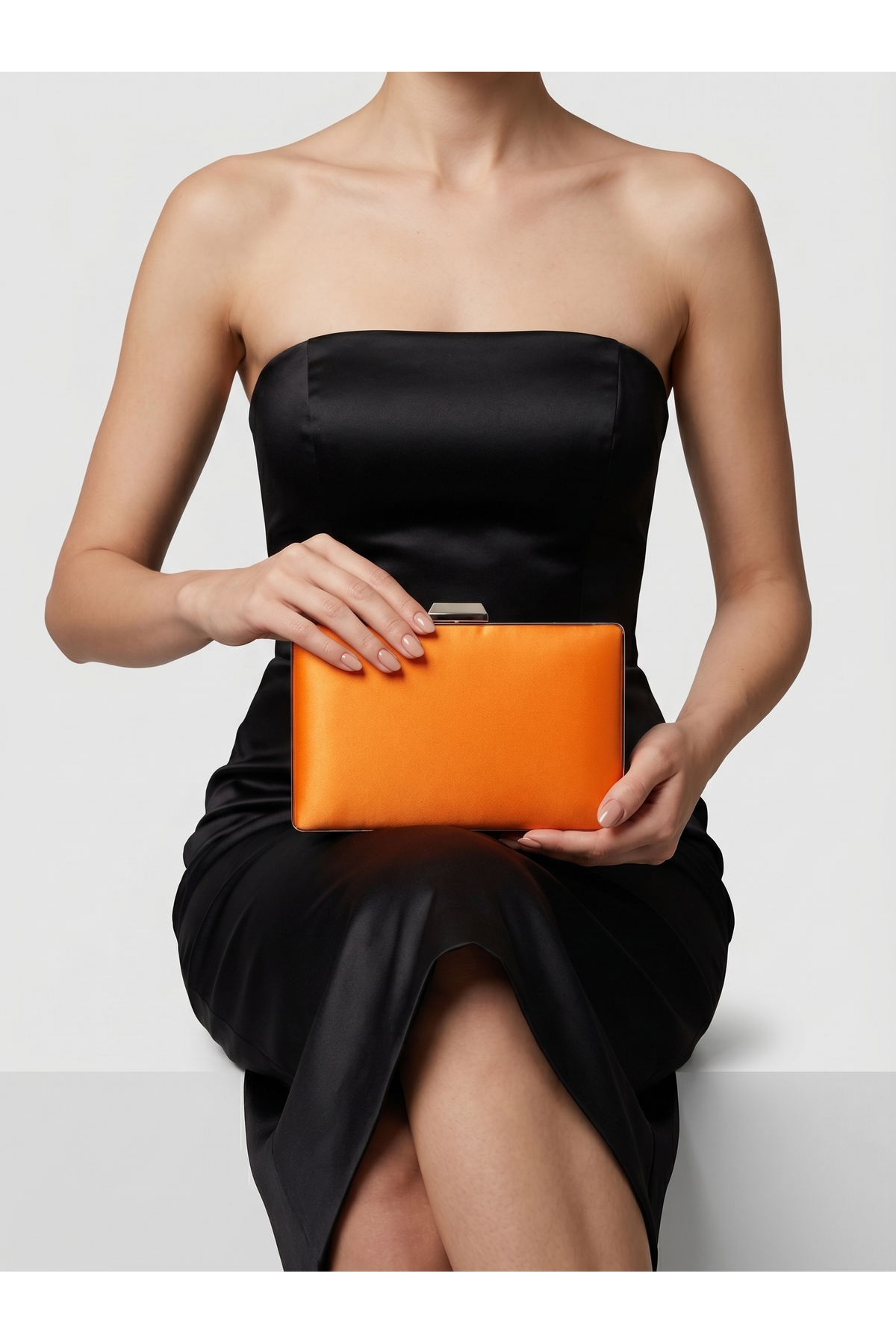 Orange Satin Silver Detail Evening Bag Evening Bag Engagement Wedding Bag Handbag