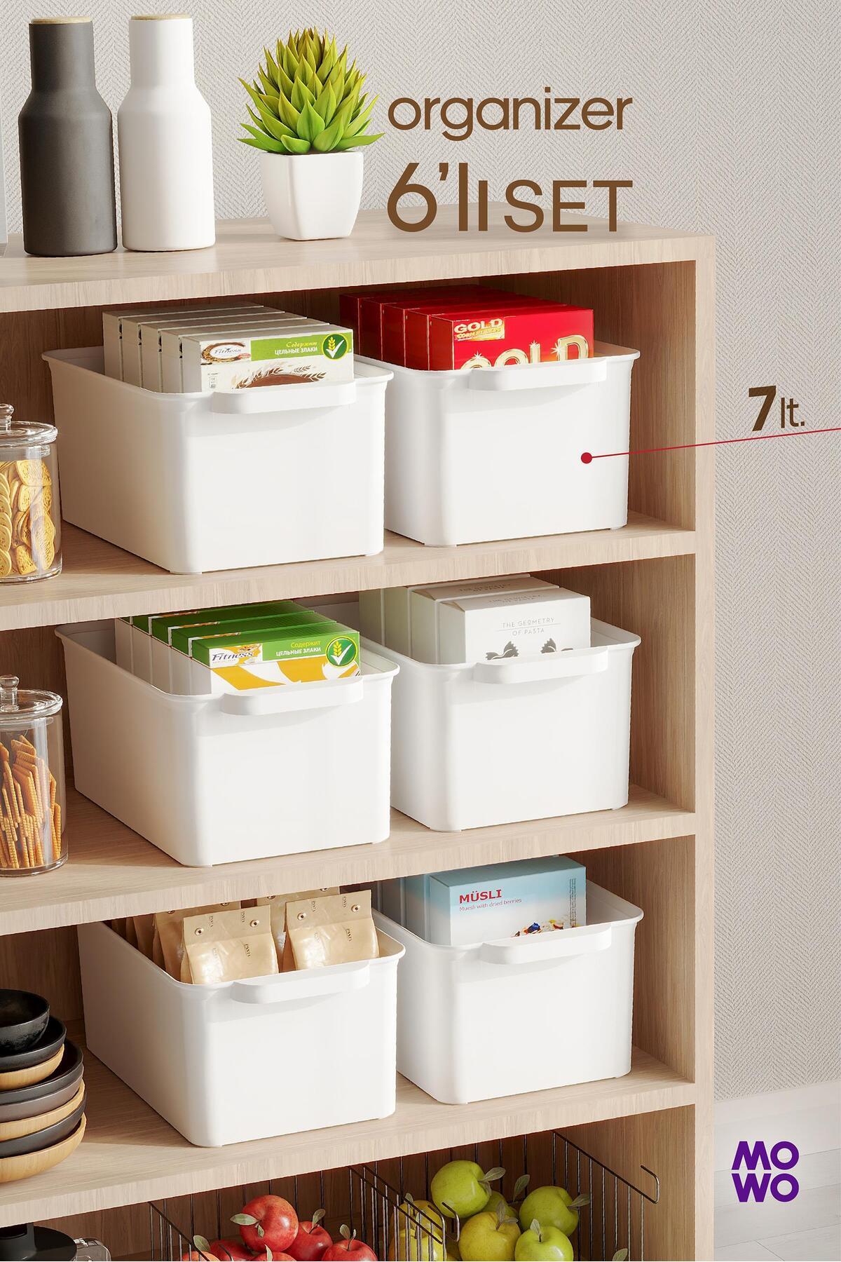 6 Pieces 7 Liters Kitchen Organizer, Refrigerator Organizer, Bathroom Organizer, Organizer, Storage Container