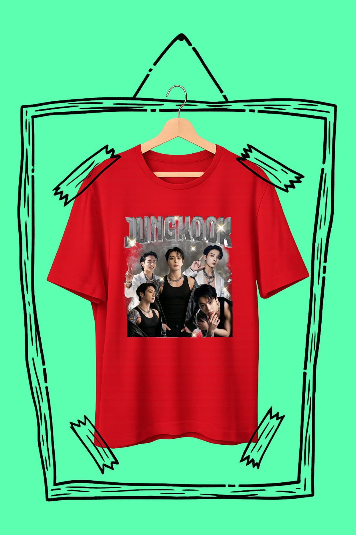 barsdepo K-Pop Tarzı BTS Baskılı Oversize Unisex Tişört – Kore