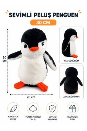 AsefKids Sevimli Peluş Penguen Oyuncak 30 CM Yumuşak Dolgulu Hediyelik