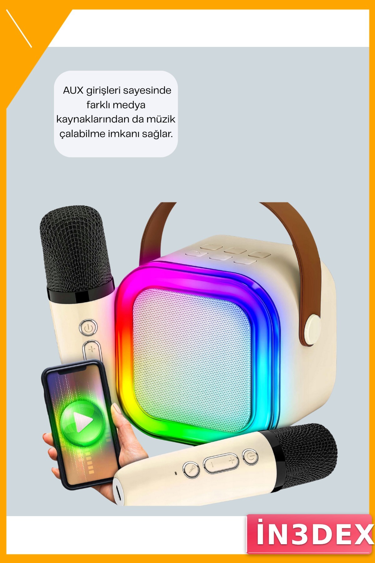 Taşınabilir Bluetooth Karaoke Hoparlör 2400 mAh Çift Mikrofonlu