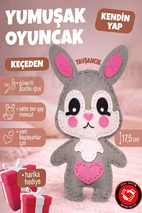 Olur o zaman Kendin Yap Tavşan Figürlü Keçe Dikiş Seti - Eğitici Çocuk El İşi...