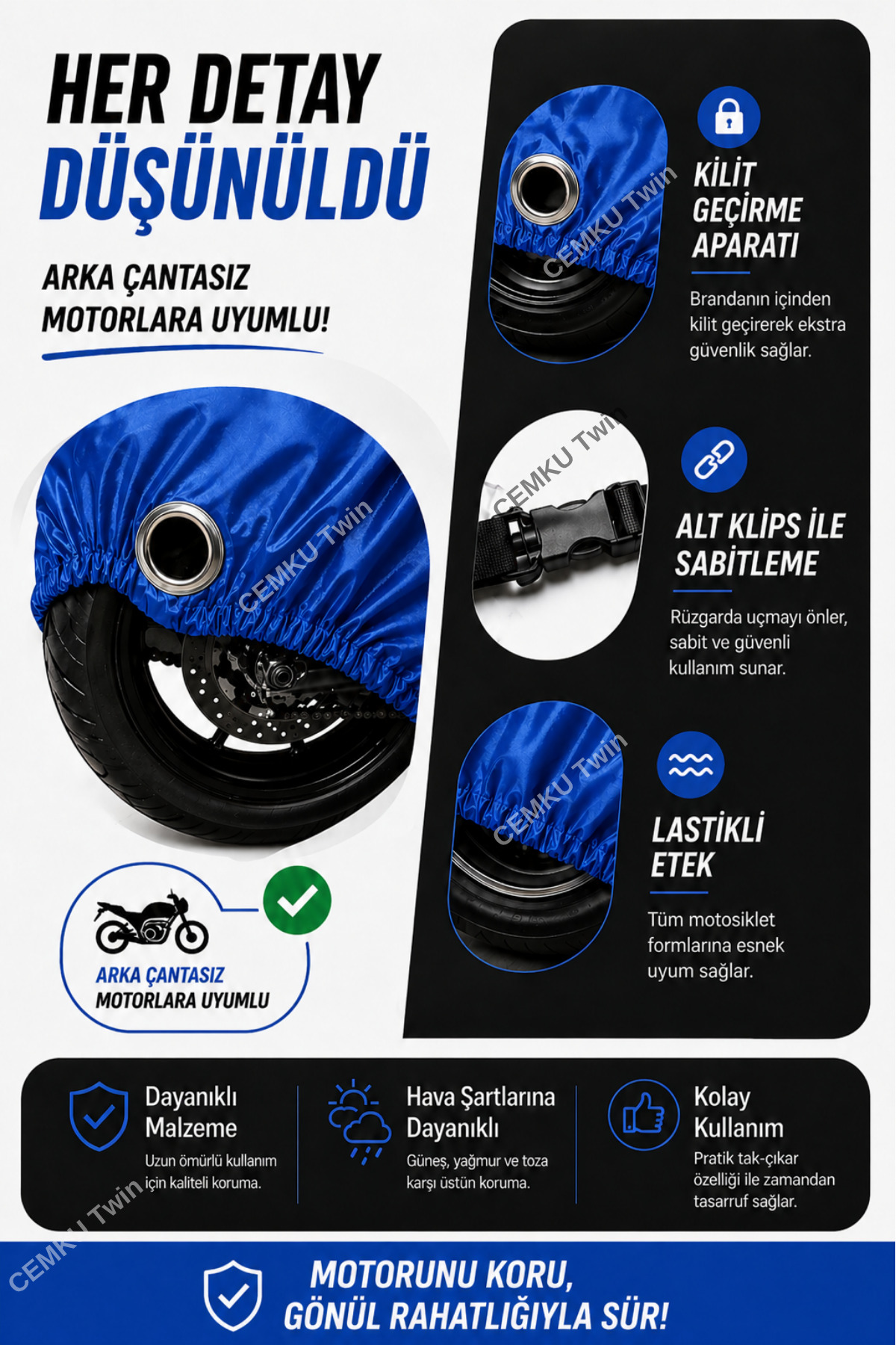 Cemku Twin Top Gray - Bottom Blue Kawasaki Zx-7 R Compatible