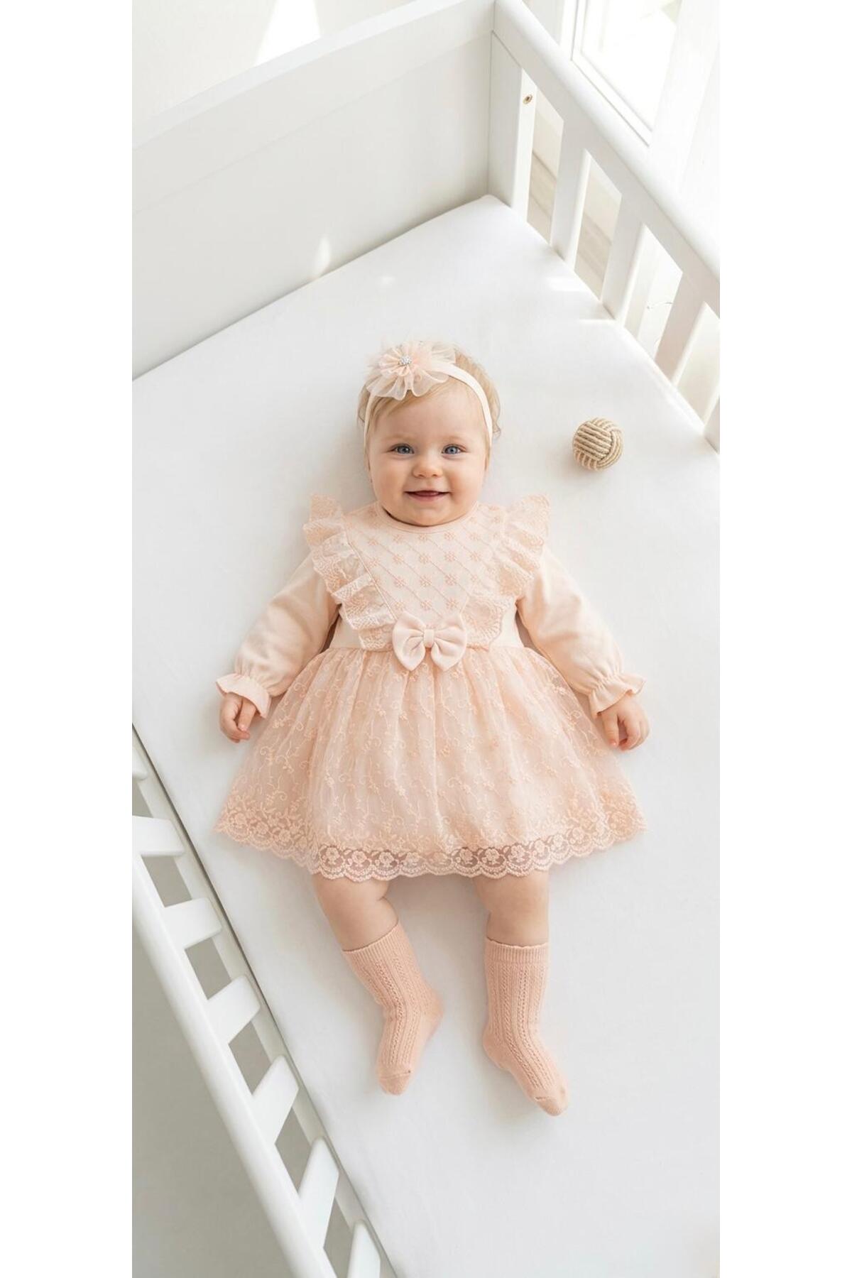 Baby Girl Mevlutluk Dress Bandana Lace Newborn Hospital Break Wedding Dress Evening Dress Mevlutlik 4027