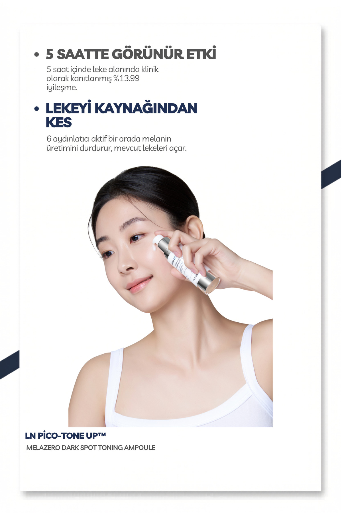 MelaZERO Dark Spot Toning Ampoule | 6'lı Aydınlatıcı Aktif ile Leke ve Hiperpigmentasyon Karşıtı Ampul, 32ml — MZTA32N — تصویر 7 از 8