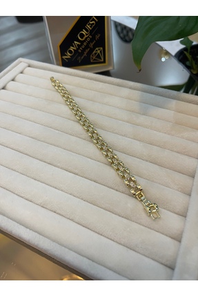 LUXURY Gold Hasır Desen Bileklik