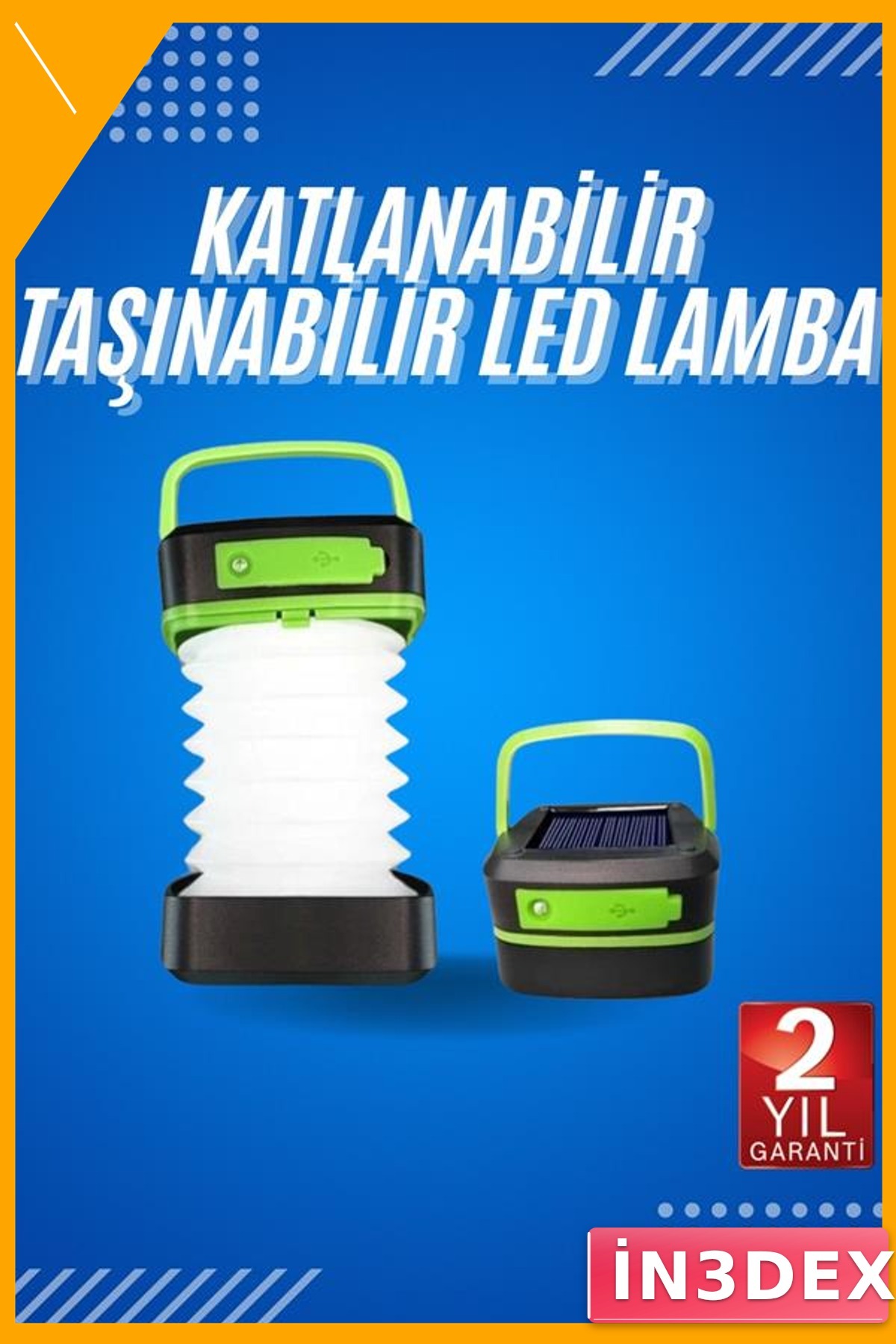 Katlanabilir Dokunmatik LED Kamp Lambası 1200 mAh Solar Şarjlı