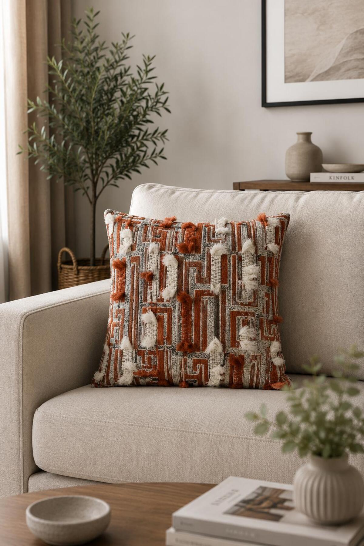 Madrid Jacquard Woven Tassel Detailed Pillowcase 43x43