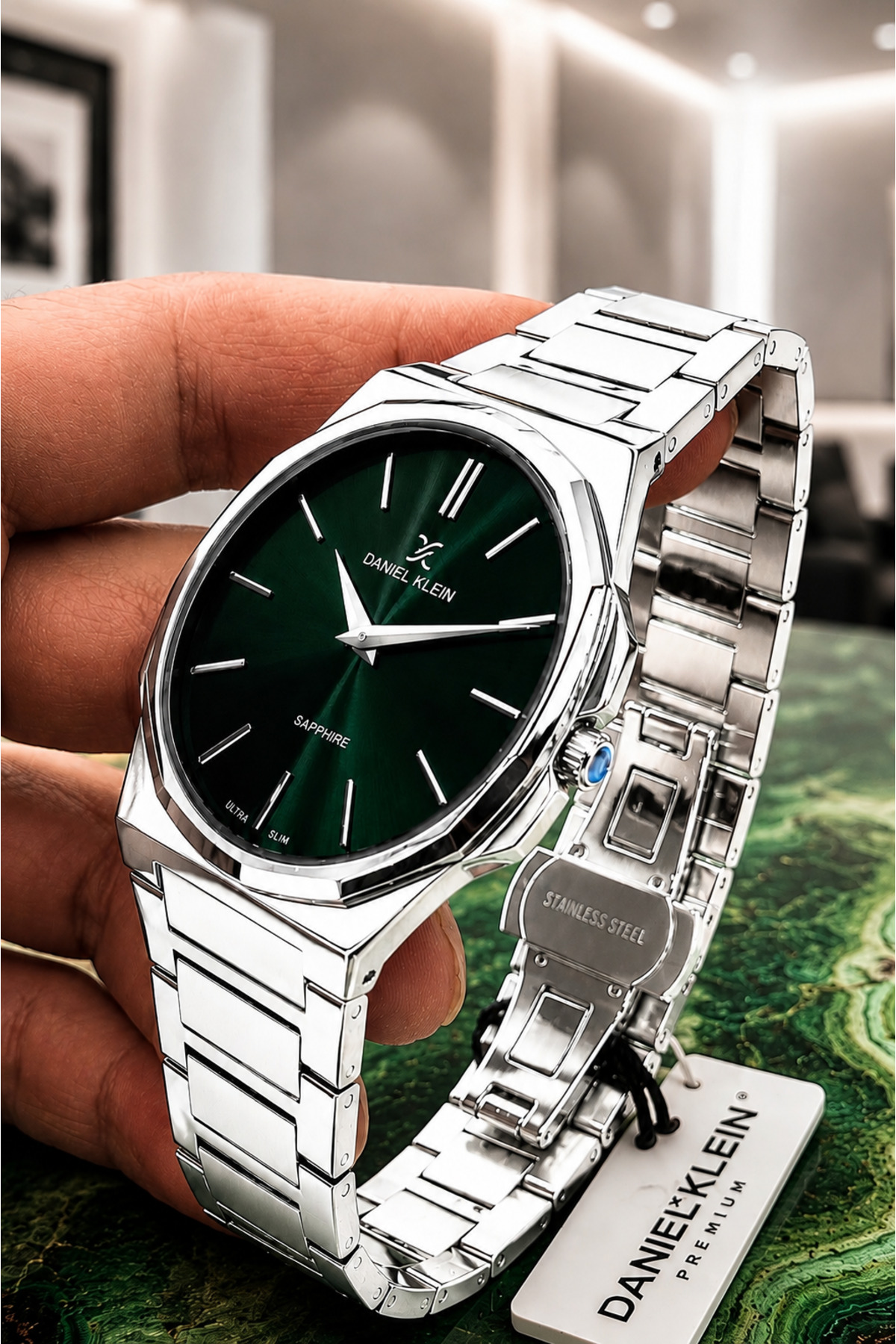 GIFT THIN LEAF CASE SAPPHIRE GLASS STEEL STRAP MENS WRIST WATCH 5ATM WATERPROOF 2YR GUARANTEED FATHER 'S DAY GIFT VALENTINE 'S DAY GIFT