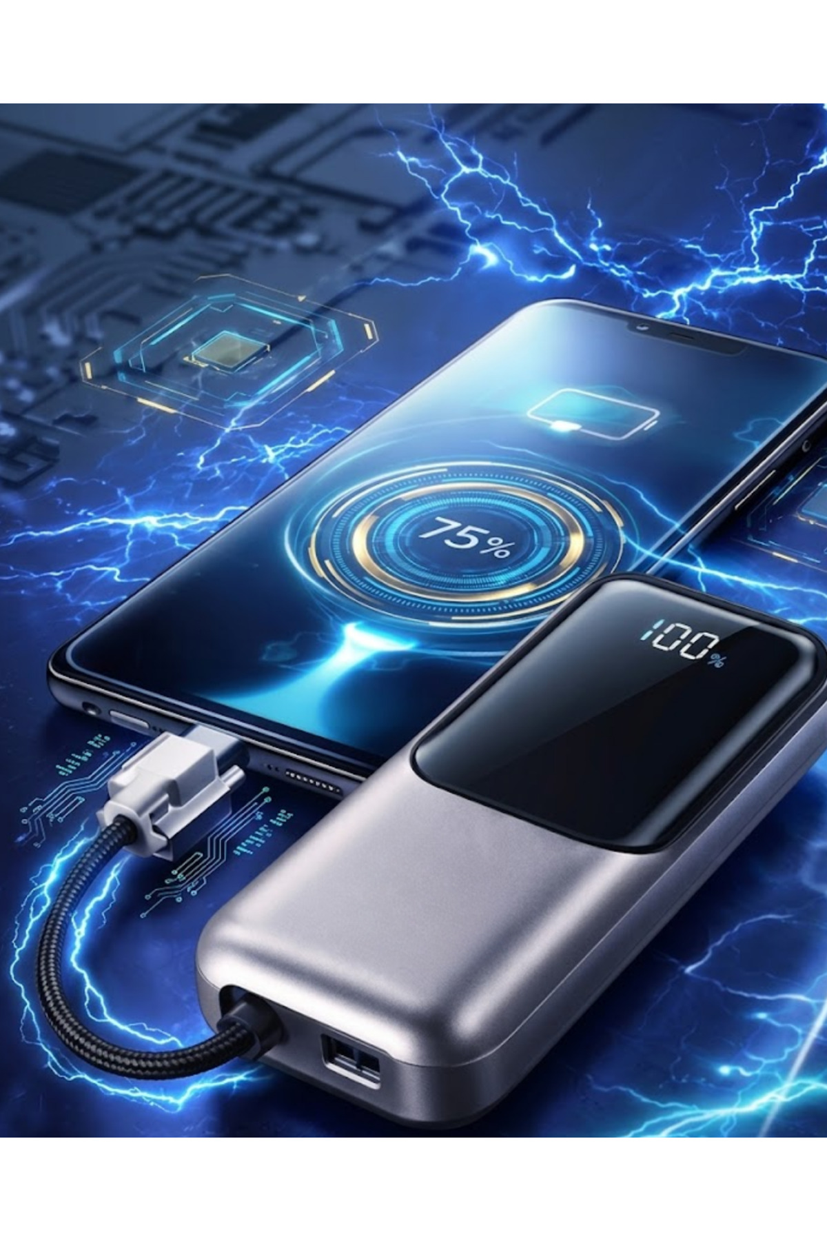 13000 mAh Hızlı Şarj Powerbank Dijital Göstergeli Taşınabilir