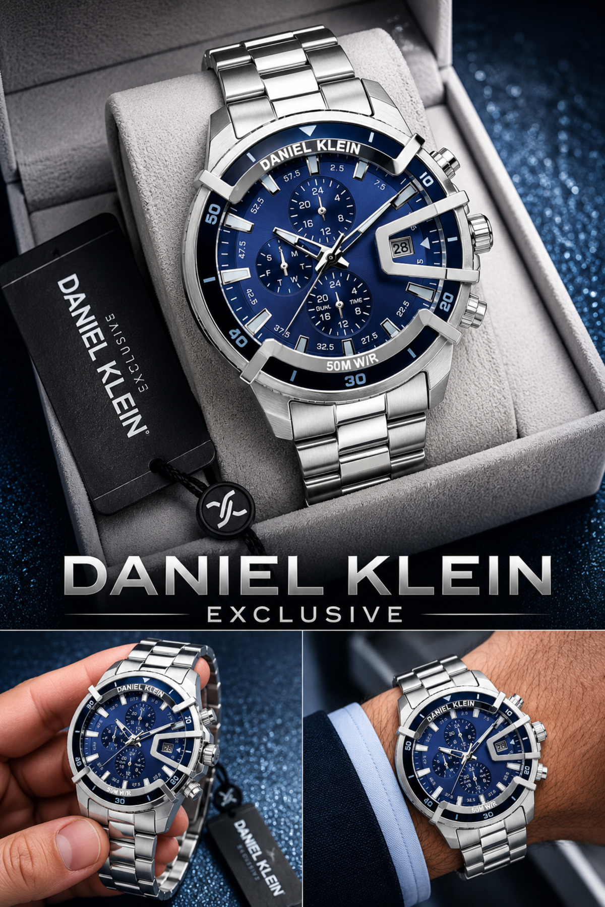 Exclusive Men's Watch Stylish Gift Wrist Watch with Steel Strap Japanese Movement Special Box DKE2151C3