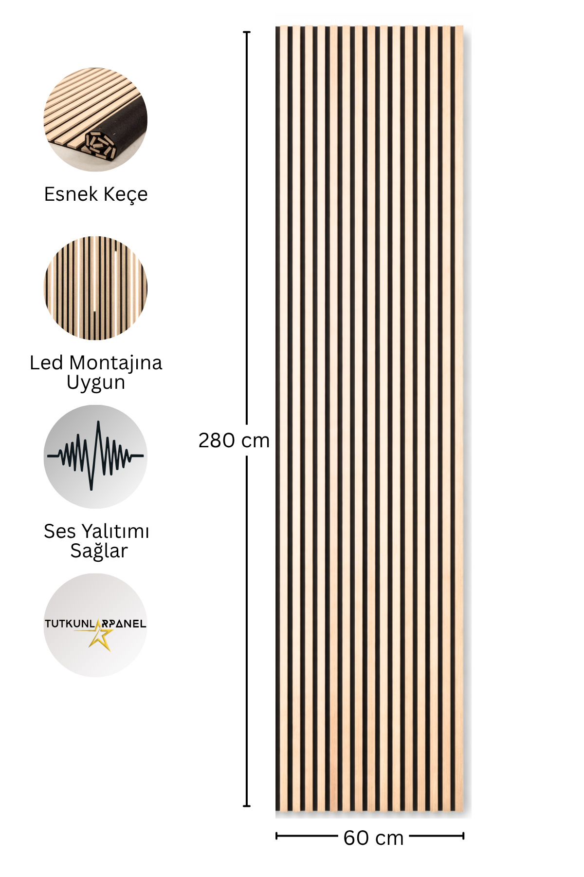 TUTKUNLAR PANEL Akustik Duvar Paneli Çıtalı MDF Ahşap Ses