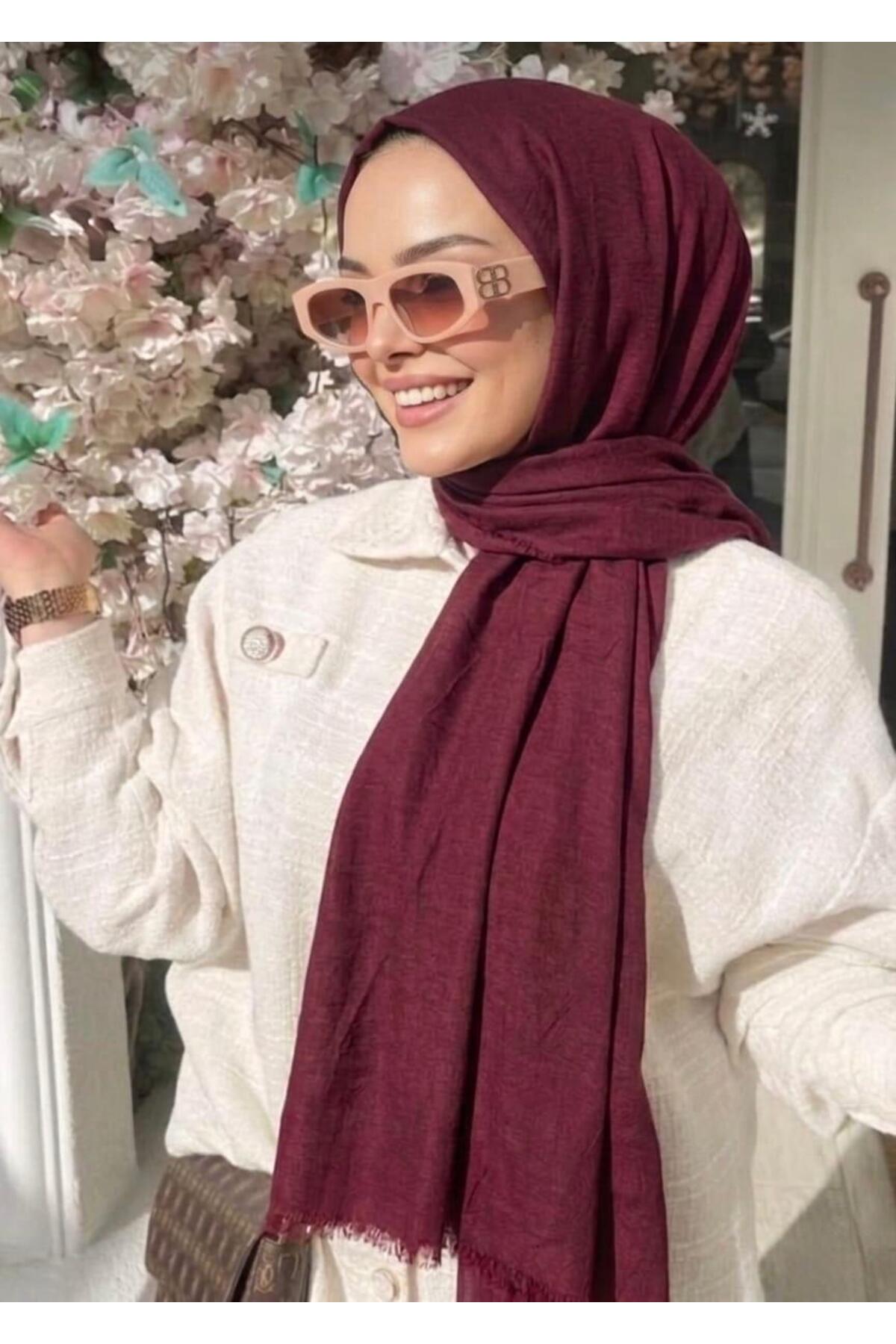 Alse Butik Bordo Bambu Kraş Şal