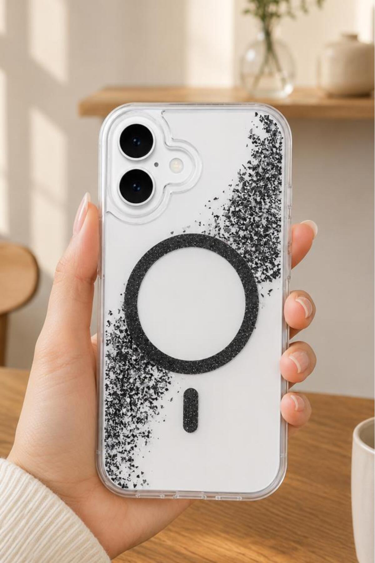 luxury Hard Silicone Case with Glitter Crystal Glitter Wireless Wireless Charging Support for iPhone 17 Compatible