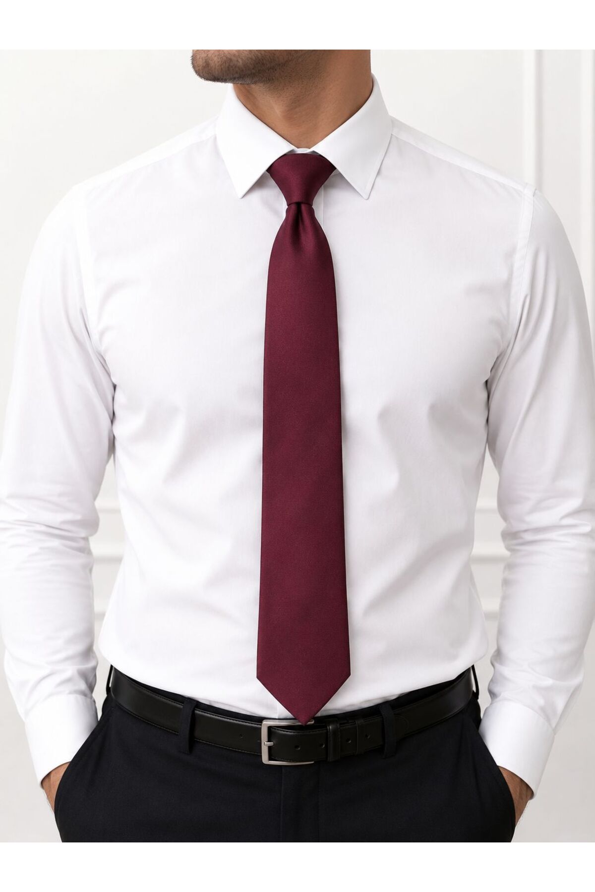 METROPOLO CLASSİC Bordo Saten Kravat