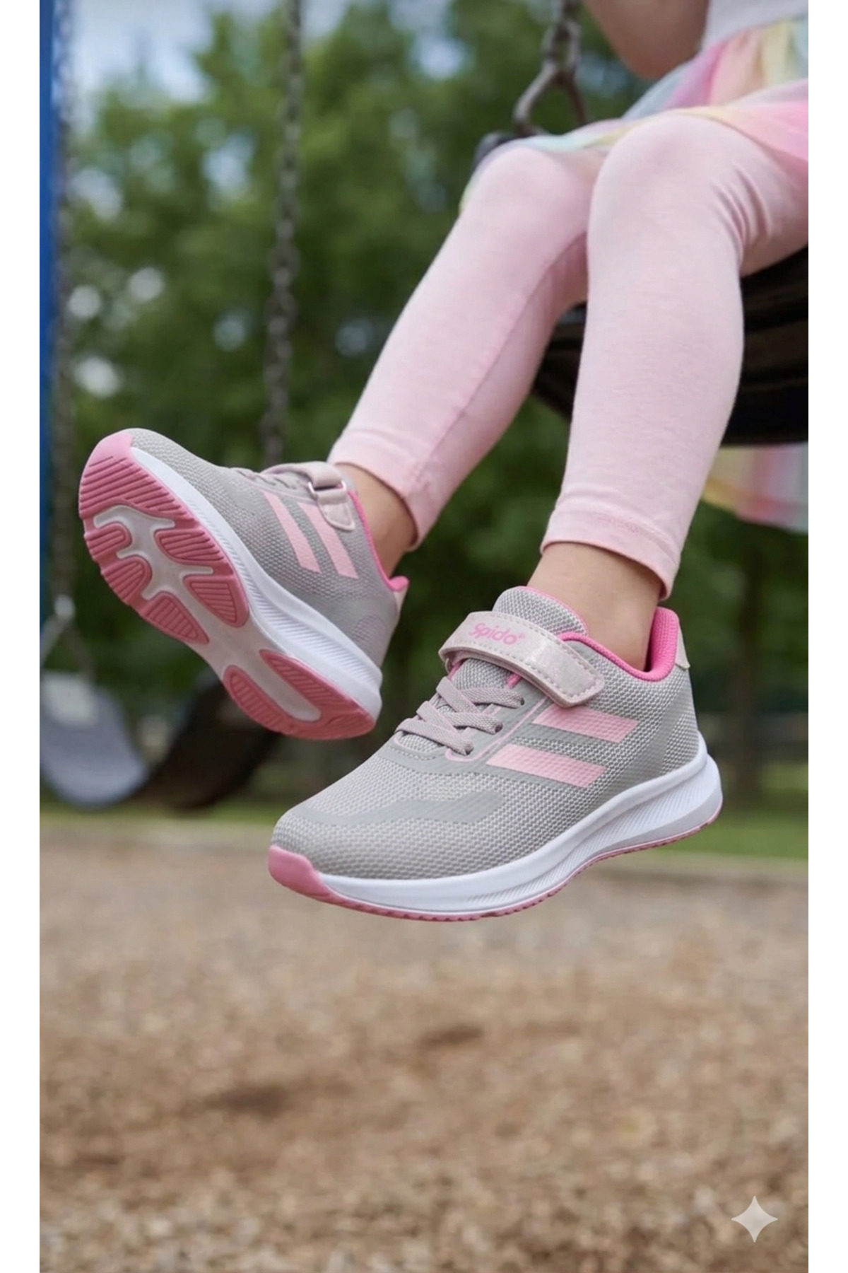 WEBORN Unisex Ice Pink Single Velcro Comfortable Daily Breathable Poly Sole Children's Sports Sneakers School Shoes