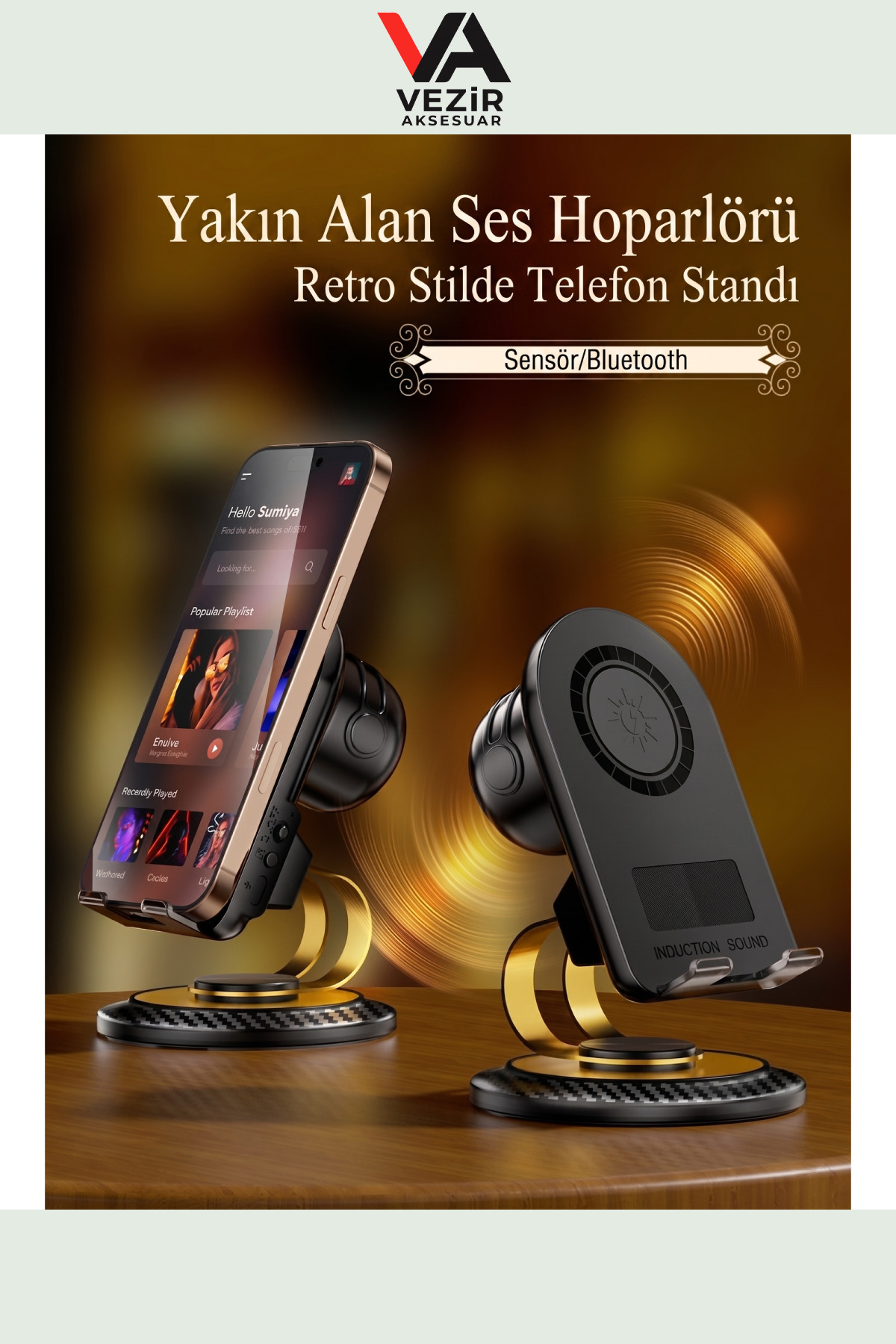 Mobile Phone Sensor Speaker Stand – Kablosuz Sensörlü 5W Sesli Telefon & Tablet Tutucu