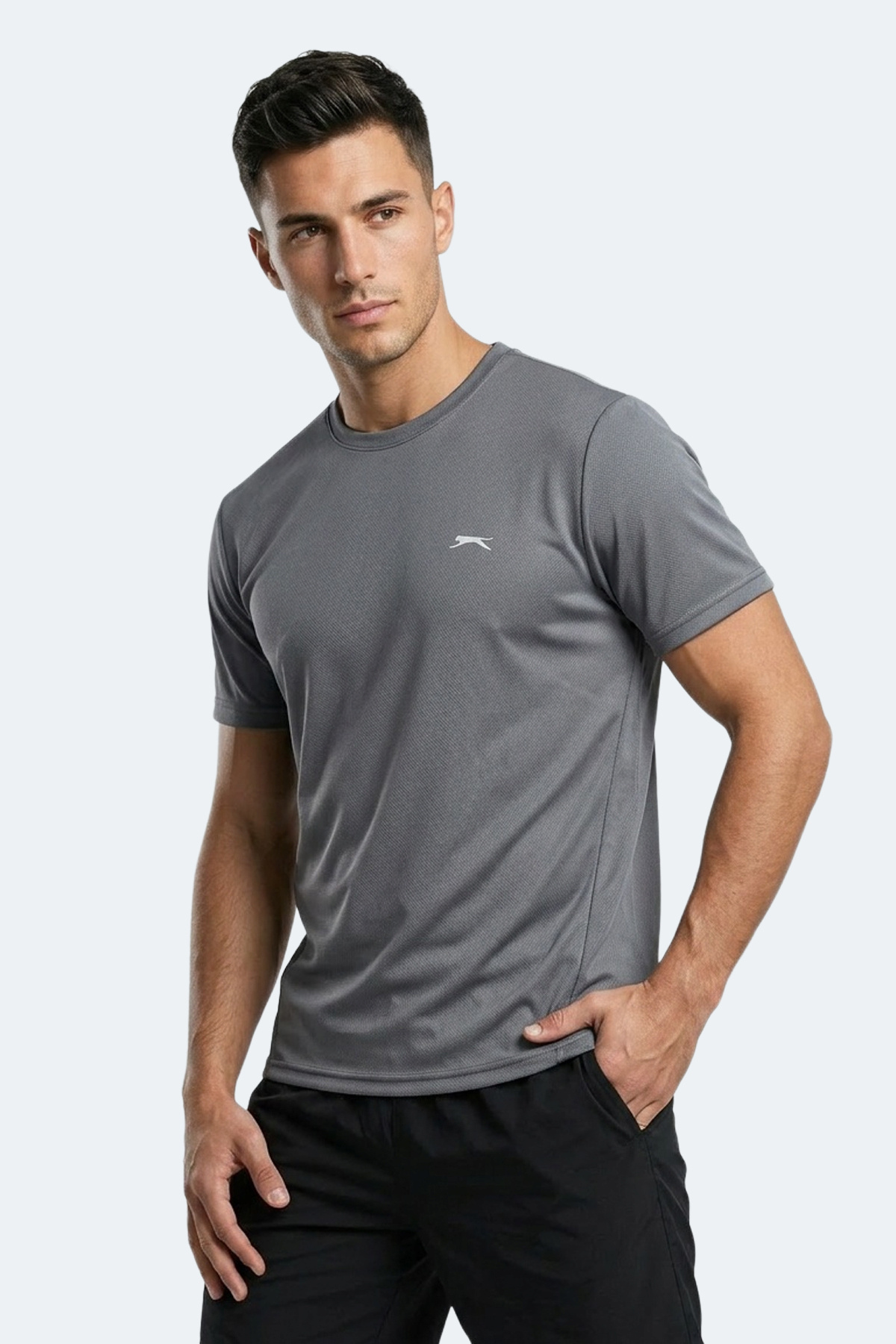 Slazenger HAUNTED I Erkek Koyu Gri Tişört görsel 6