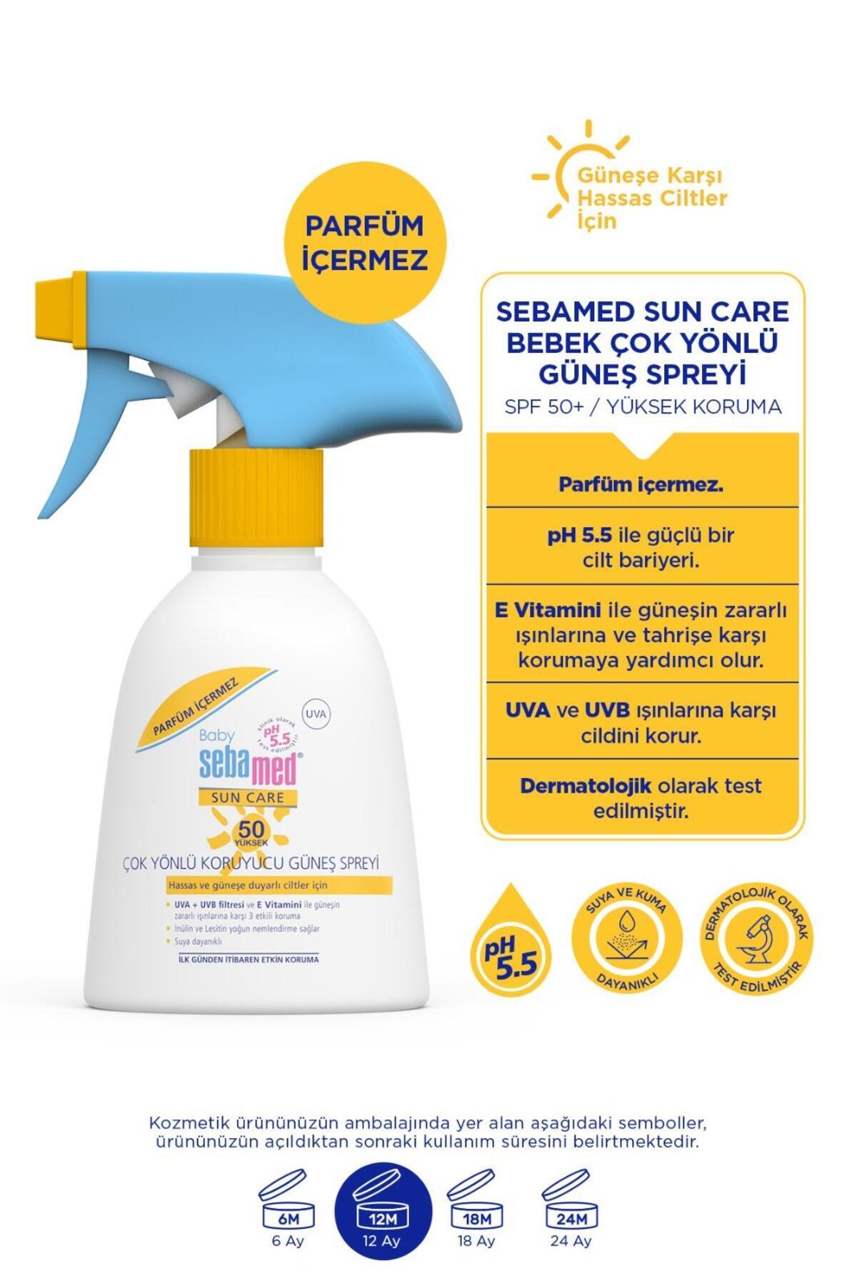 Bebek Güneş Spreyi SPF 50+ 200 ml %98 UVA Korumalı UVB Filtreli Çok Yönlü Koruyucu Parfümsüz Hassas — 4103040053510 — تصویر 3 از 6