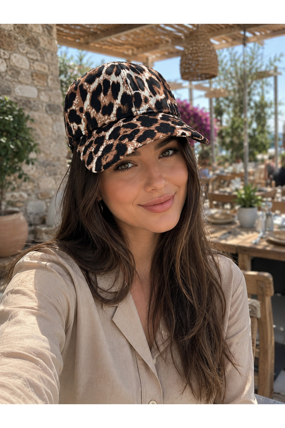 Butik Kadın Leopar Desenli Beyzbol Kep Şapka Ayarlanabilir