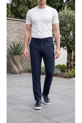 SIENTA Regular Fit Kesim Yan Cep Likralı Beli Lastikli Çizgili Poliamid Jogge...