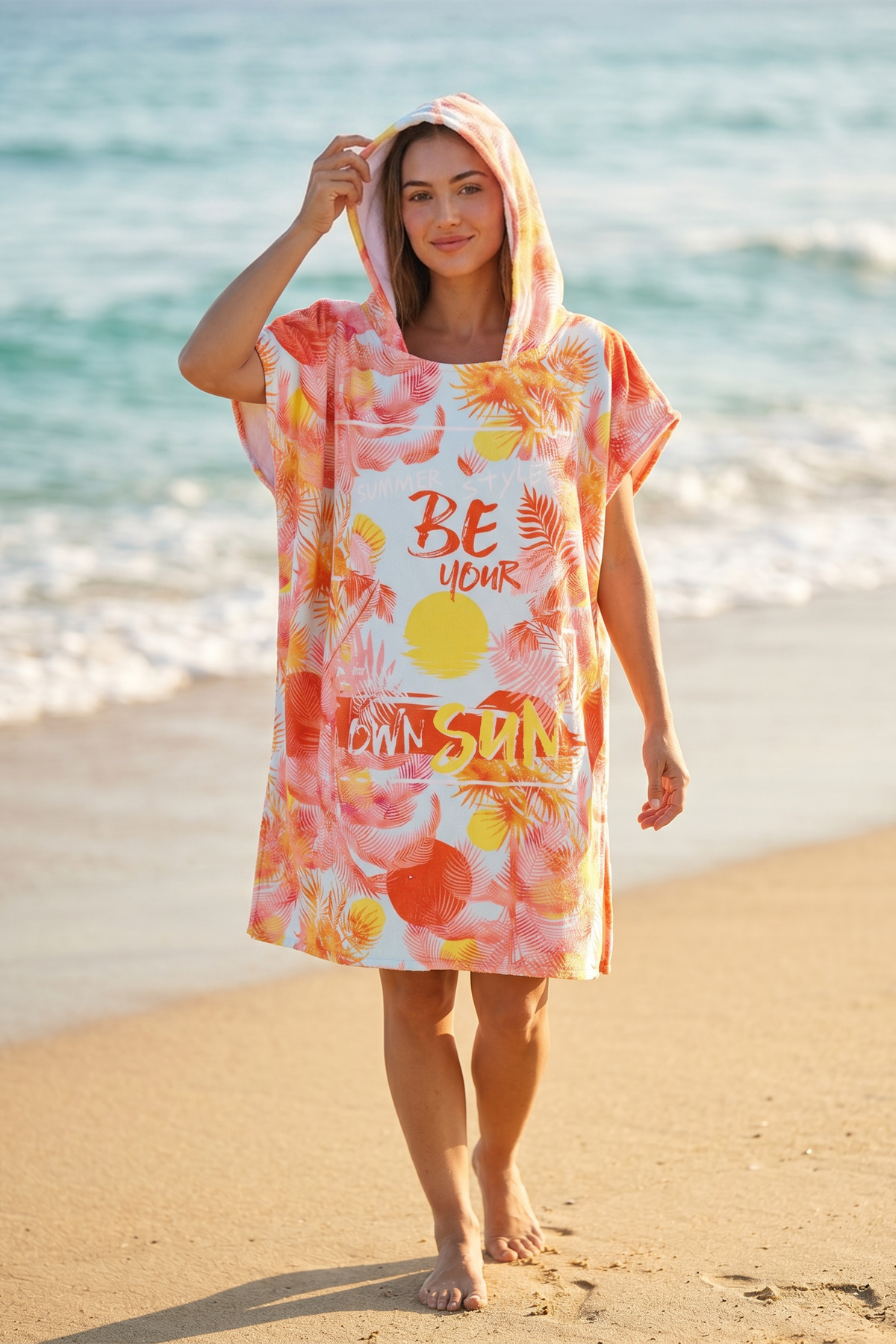 Oversize Beach Poncho Towel Beach Dress Hooded Sea Pool Nature Diving Swimmer Camping Towel Own Sun