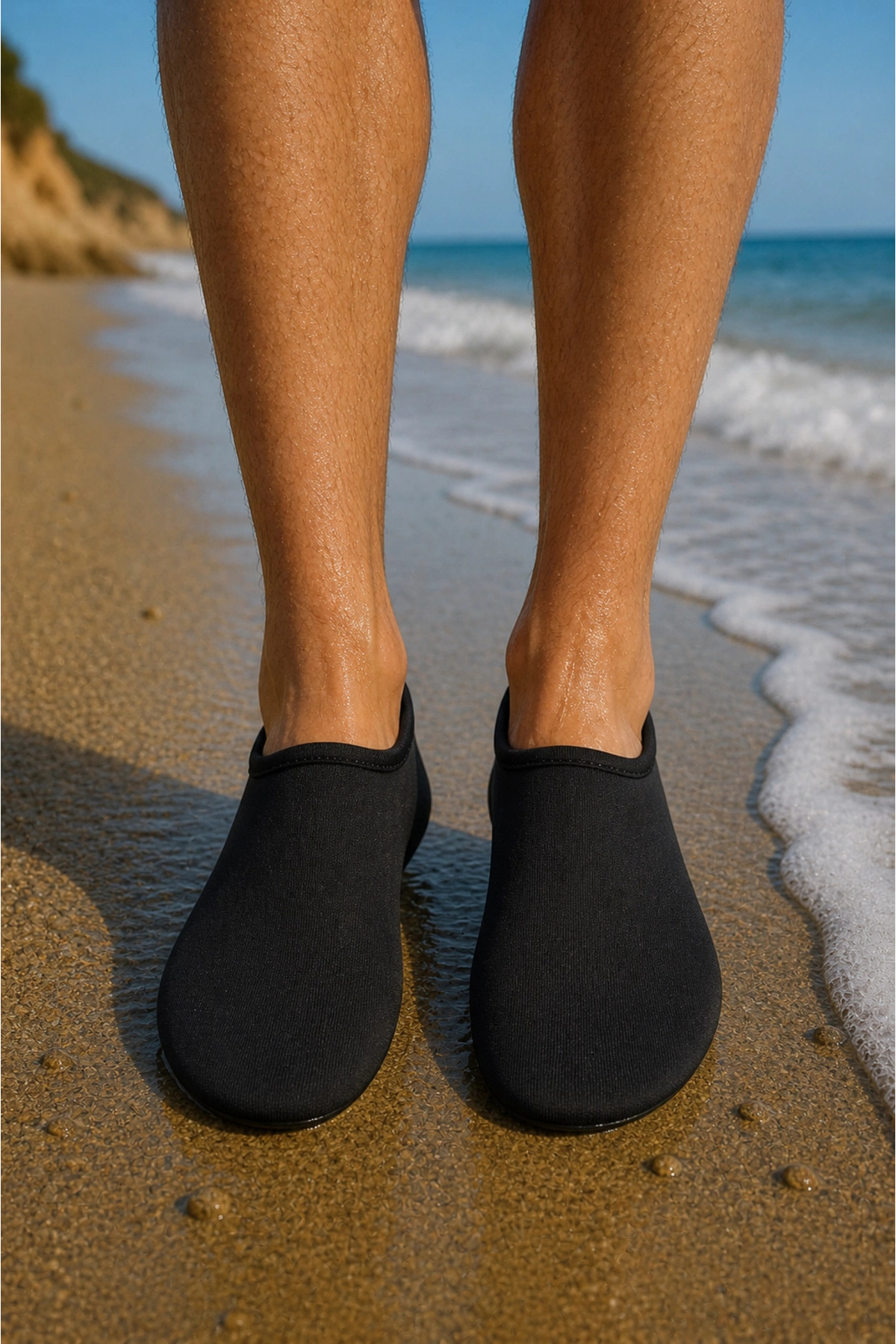 shoecide Siyah Erkek Deniz Ayakkabısı, Hafif, Kaydırmaz, Hızlı Kuruyan Aqua Shoes görsel 3