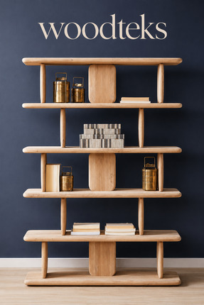 mywoodteks Woodteks Raf Arası Kitaplık Dekoratif Ahşap Raf 122x36x175cm | Woo...