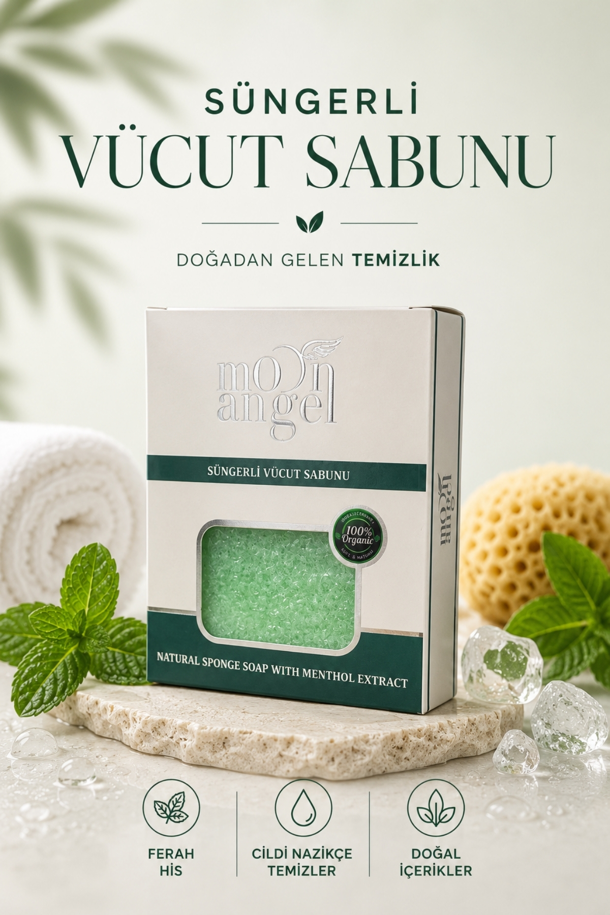 Süngerli Sabun Doğal Güzellik Menthol Extract Vücut Sabunu — görsel 2
