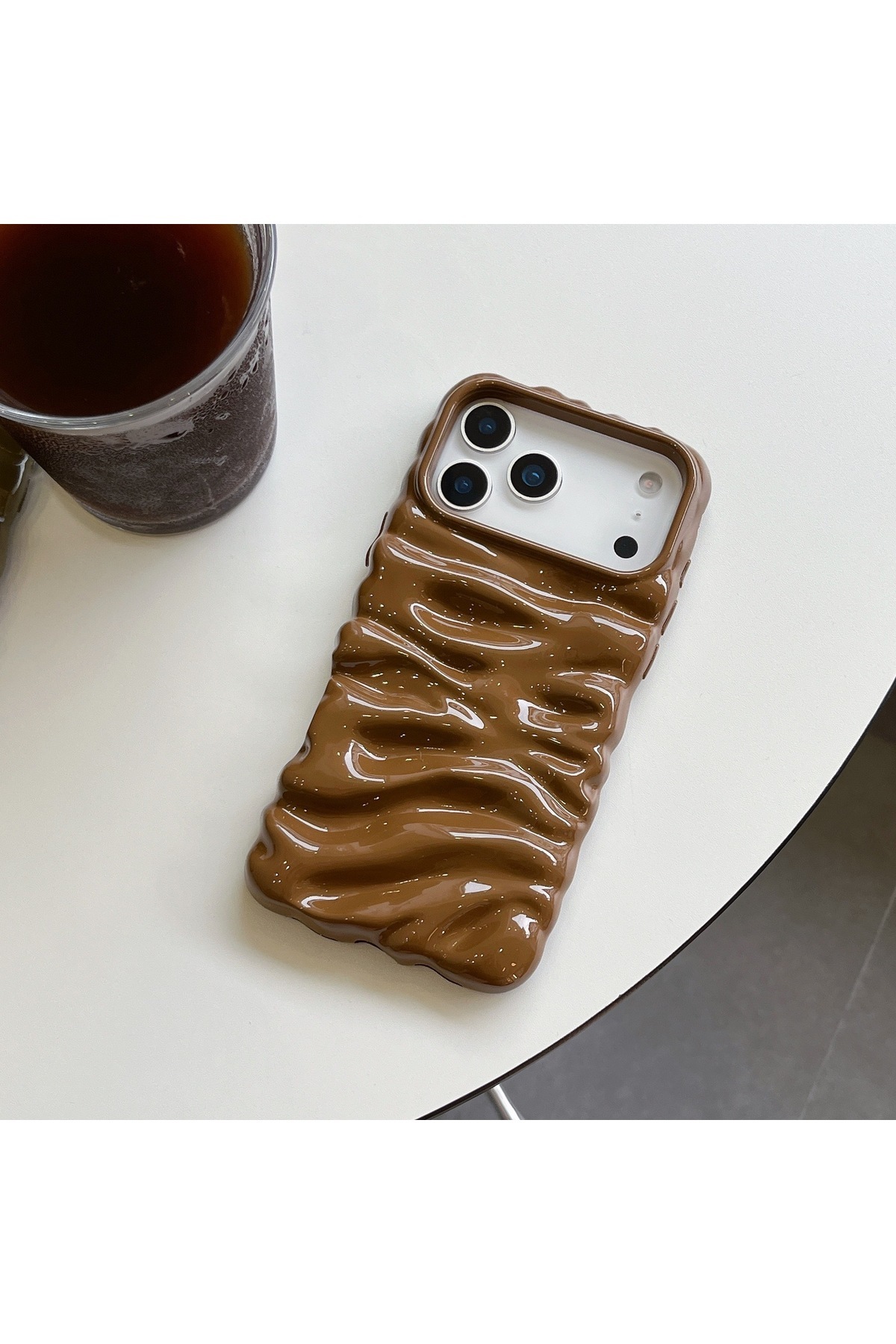 Iphone 17 Pro (6.3 inch) Compatible Wavy Wrinkle Detailed 3d Surface Bright Color Summer Lux Case