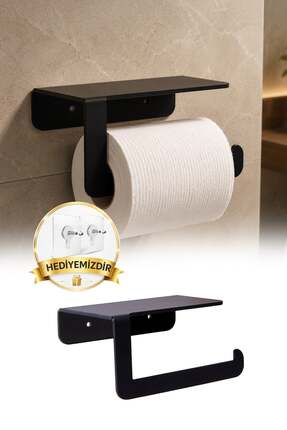 omilife Metal Raflı Tuvalet Kağıtlığı Siyah WC Kağıtlığı Raflı Tuvalet Kağıdı...