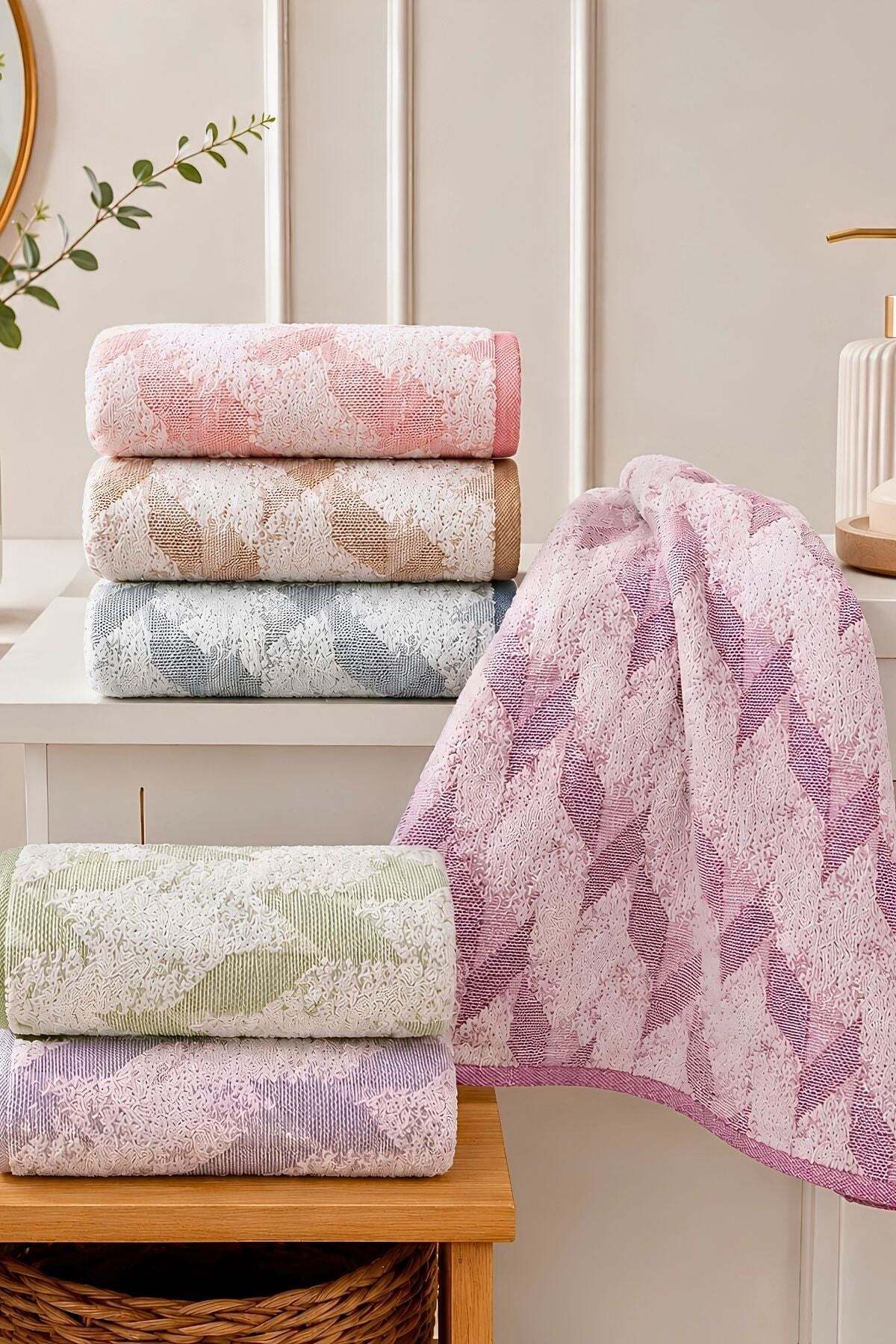 Nurpak Selçuk Jakarlı Dolgun Doku 6'lı 50x90 Cm El&Yüz Havlu Seti